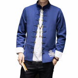 2018 Traditional Men Kung Fu Costume Jacket Chinese Frog Embroidered Jacket Men Retro Cotton Linen Long Sleeves Coats & Jackets