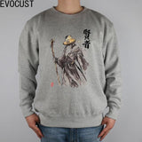 Gandalf Samurai Sumi Style With Calligraphy Men Sweatshirts Thick Combed Cotton Silver / S