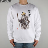 Gandalf Samurai Sumi Style With Calligraphy Men Sweatshirts Thick Combed Cotton White / S