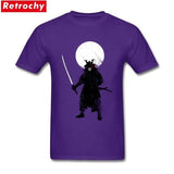 Ghost Samurai Printed T Shirts Crazy Tee For Man Short Sleeve Cotton Big Size Purple / Xs