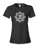 High Quality Casual Printing Tee Regular Yogaer Hindu Om Floral Decorative Crew Neck Short-Sleeve Shirt For Women Black / S