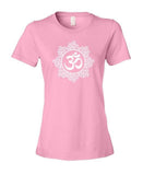 High Quality Casual Printing Tee Regular Yogaer Hindu Om Floral Decorative Crew Neck Short-Sleeve Shirt For Women Pink / S