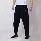 Men Trousers Japanese Samurai Style Boho Casual Low Drop Crotch Loose Fit Harem Baggy Hakama Capri Linen Pants Trousers Mb17070 Bud-Shidos