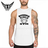 Muscleguys Brand Funny Buddha Gyms Clothing Bodybuilding Vest Fitness Men Tank Top Workout Stringer Sportswear Undershirt White / L