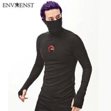 Newest Envmenst Super Elasticity Man Tight T-Shirts Ninja Clothing Kung Fu Primer Shirt Fashion Hooded Sportswear Fitness Tshirt Black / M