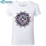 Newest Harajuku Peace Mandala Mehndi Women Buddha Shirts Slim White T Shirt Bud-Shidos 84