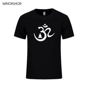 Om Symbol Buddha Meditation Buddhism Print T Shirt Men Casual Short Sleeve Tee Tops Man Summer Brand Clothing Homme Bud-Shidos 84