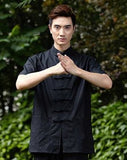 Shanghai Story Blend Li Martial Linen Arts Top Mens Shirt Chinese Traditional Clothing Kungfu Shirt Wushu 4 Color Black / M