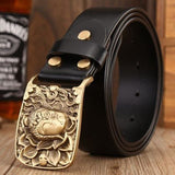 Solid Brass Buckle Buddha Genuine Leather Belts For Men Waist Strap Casual Shotgun Shell Be Accessories Bud-Shidos 84