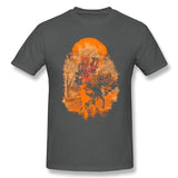 Teenage Slim Party T-Shirts Maker Funny Samurai Games Tops With Flames Men Hot Selling Graphics T Shirt Dark Grey / Xs