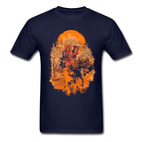 Teenage Slim Party T-Shirts Maker Funny Samurai Games Tops With Flames Men Hot Selling Graphics T Shirt Navy / Xs