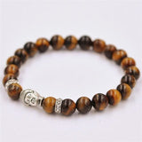 Women Bracelet Alloy Rammel Silver Buddha Elastic Beaded Tibet Charm Bracelets Beads Bracelet Brown