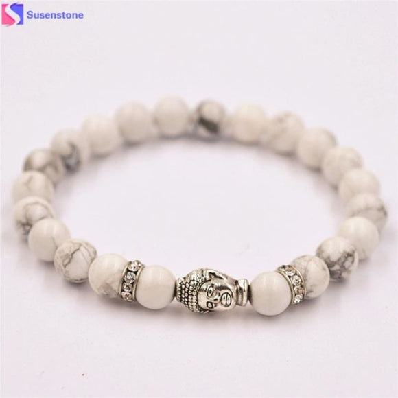 Women Bracelet Alloy Rammel Silver Buddha Elastic Beaded Tibet Charm Bracelets Beads Bracelet