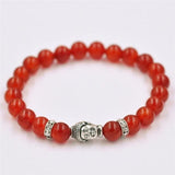 Women Bracelet Alloy Rammel Silver Buddha Elastic Beaded Tibet Charm Bracelets Beads Bracelet Red